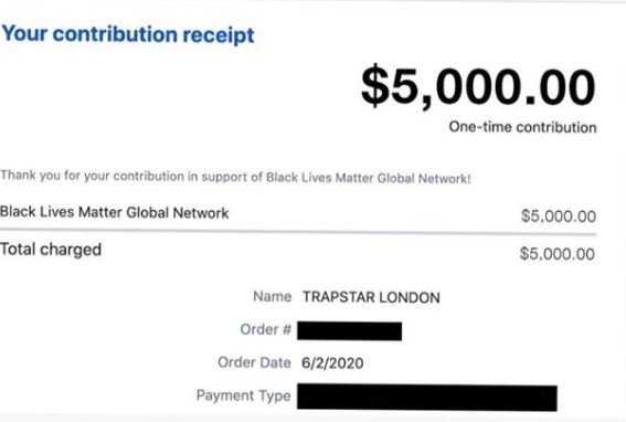 Trapstar Donation Black Lives Matter Global Network